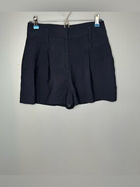 Reiss Shorts Womens 6 Navy Blue Aria Pleated Lined Chino High Waist Dressy Work